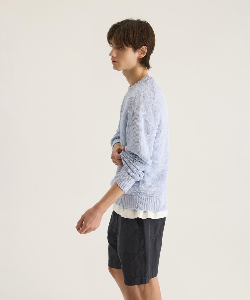 Oteumilkape (Unisex) Paper Pullover Knit - Sky Blue