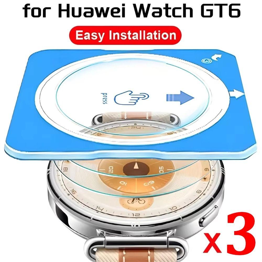 3Pcs Easy Install Kit Tempered Glass Films for Huawei Watch GT 6/6 Pro Smart Watch Accessories