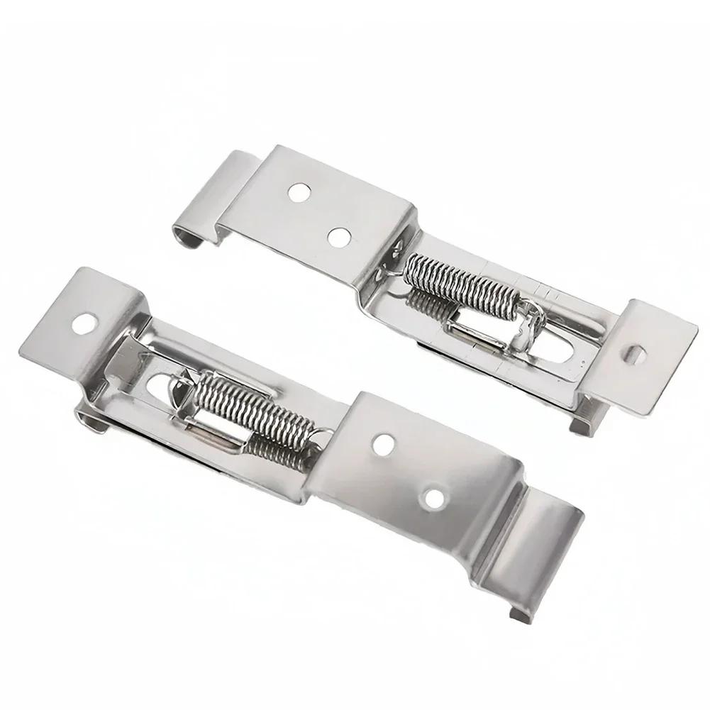 Rectangular Stainless Steel Car License Plate Spring Loaded Bracket License Plate Bracket Clamps Trailer Number Plate Clips 2Pcs