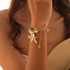 Salircon Boho Exquisite Gold Color Starfish Charm Bracelet for Women Classic Elegant Summer Beach Bracelet Female Jewelry