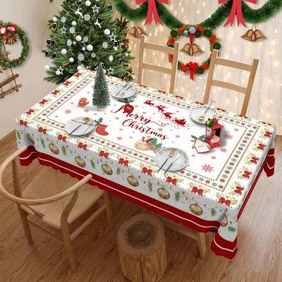 Christmas Bell Socks Gingerbread Man Rectangle Tablecloth Holiday Party Decor Reusable Xmas Table Cloth Christmas Decorations