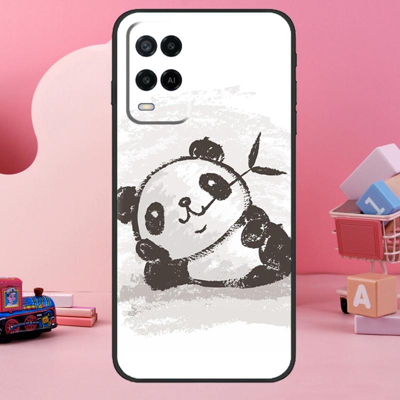 Cartoon Panda Case For Oppo A78 A38 A18 A98 A58 A60 A80 A40 A96 A76 A16 A94 A74 A54 A15 A17 A57 A77 A5 Pro