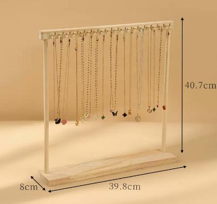Jewelry Organizer Display Stand Wood Necklace Hanging Countertop Rack for Chains Earrings Bracelets Showcase Storage Rack