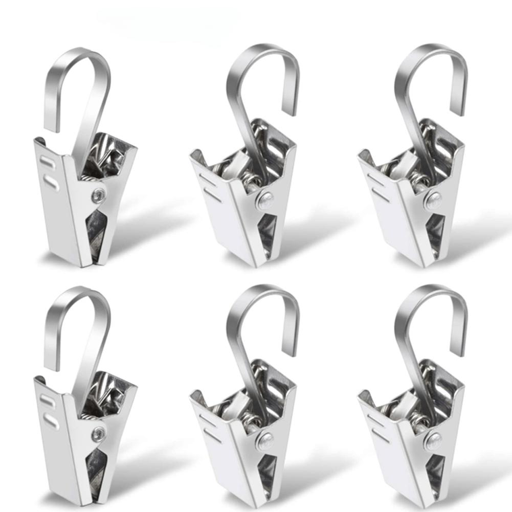 10 piezas de clips de cortina de acero inoxidable para decoración de fotos de cortinas, soporte de alambre para estante de almacenamiento de joyas, clips para cortinas y fotos colgantes.