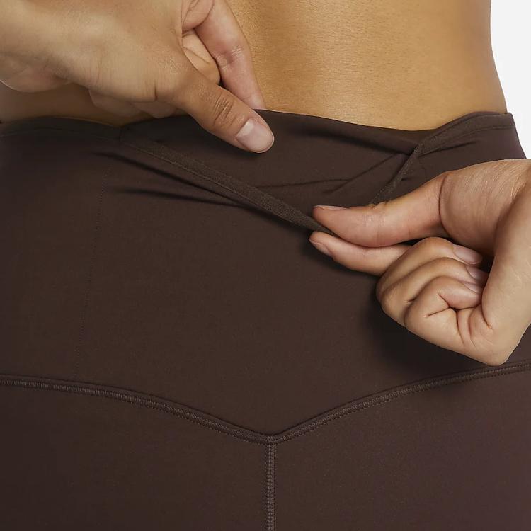 Nike Go Unleashed Series Solid High-Waisted Slim Fit Casual Cropped Sports Pants Women Pants Earth-Brown FB8849-227