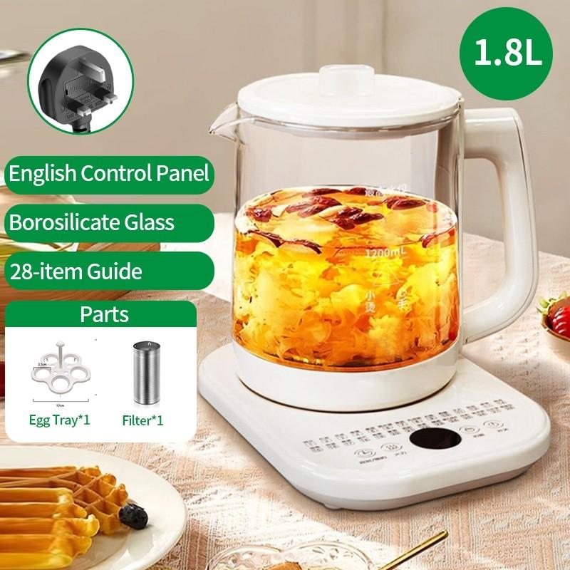 1.8L Large Capacity Smart Health Pot Multifunctional Tea Maker Household Heat Preservation Electric Glass Kettle