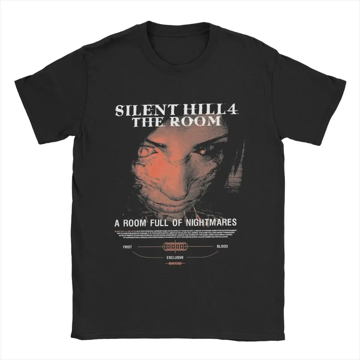 

Футболки Silent Hill 4 для мужчин, винтажная футболка из чистого хлопка, круглый воротник, короткий рукав, топы больших размеров 4XL