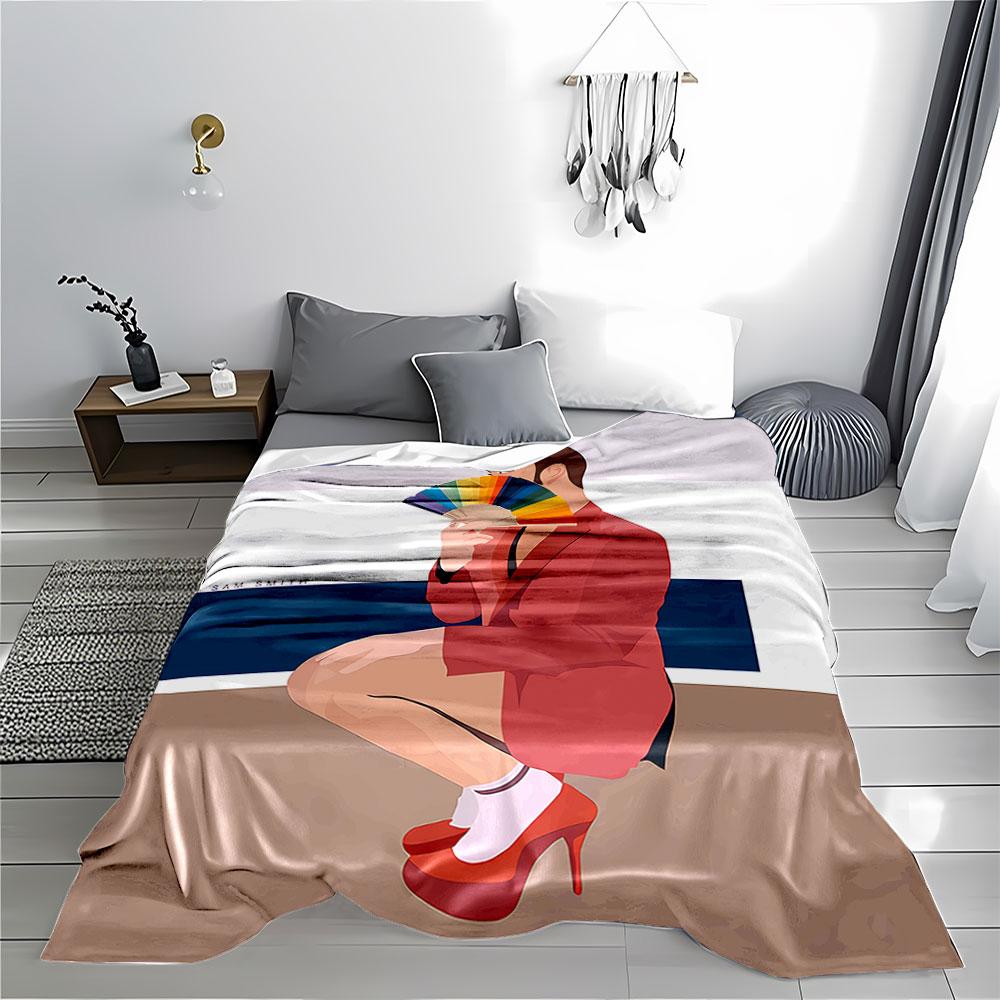 Stylish Red Heels Art Blanket for All Seasons Blanket Lunch Break Throw Gift