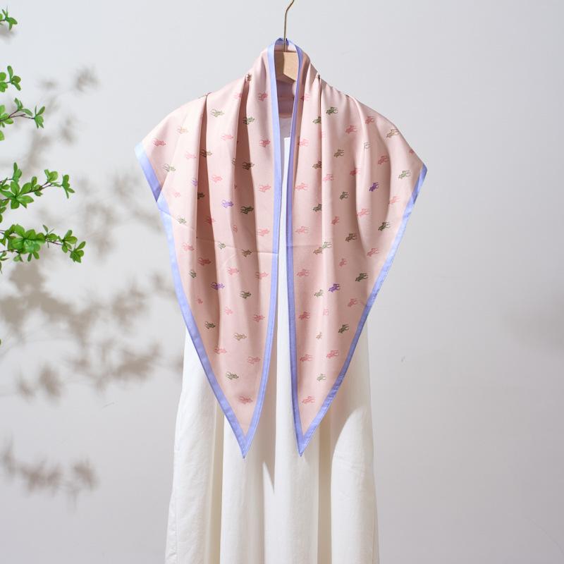 Summer Atmosphere Wearing Belt Waist Seal Twill Silk Simulation Silk Cool Triangle Scarf Cashew Print Women's Silk Scarf
