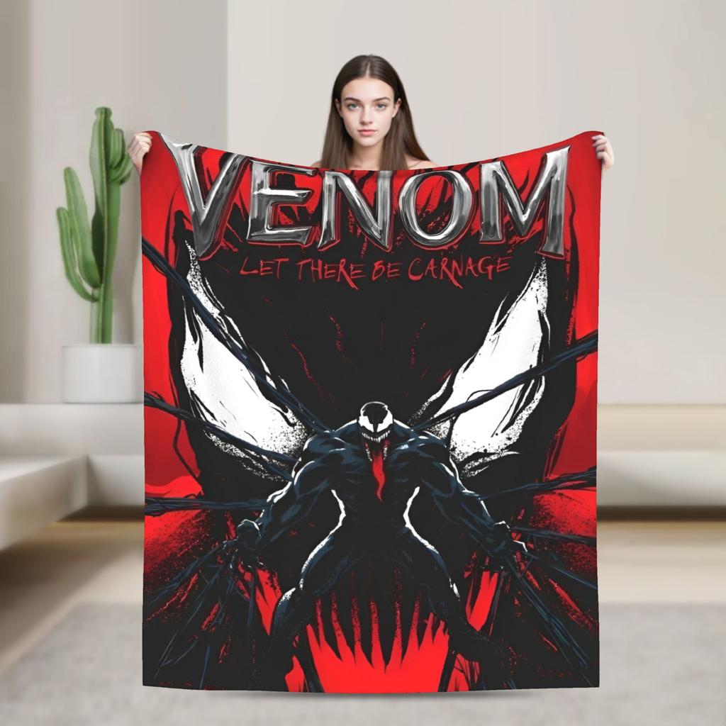 Venom cartoon Blanket Travel Office Flannel Throw Blanket For Couch Chair Sofa Bed Soft Design Quality Bedspread Gift