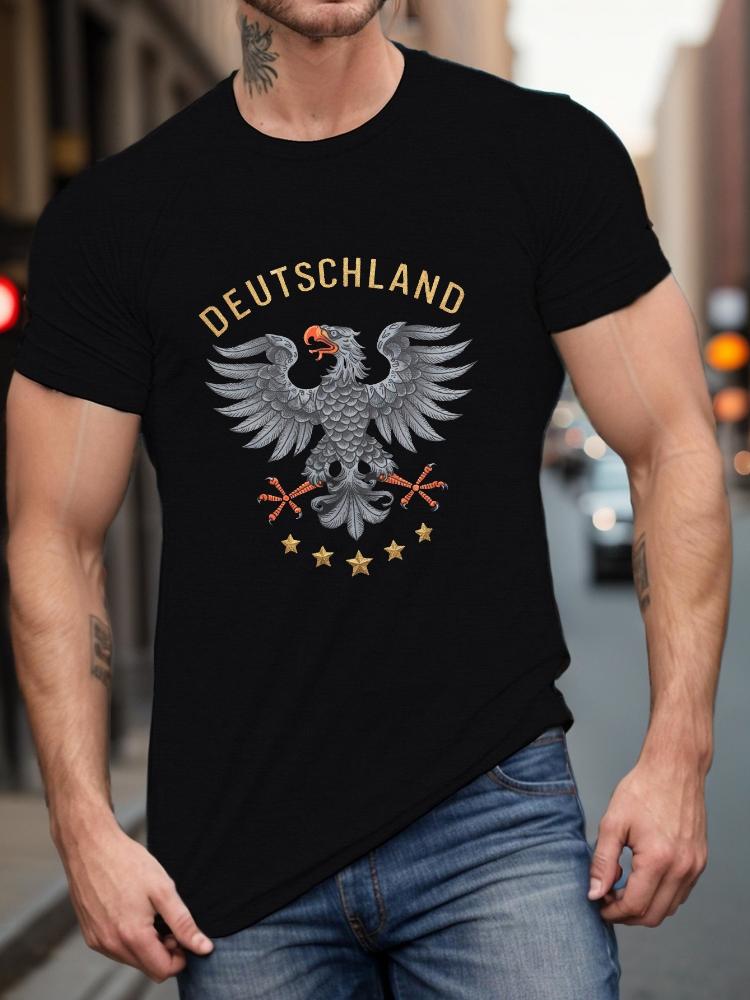 

Germany Eagle pattern design 100 cotton summer Oneck short sleeve casual printed mens Tshirt 4XL