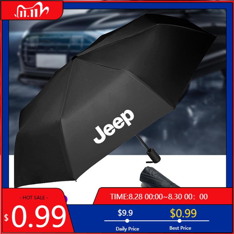 Cup Holders High-end Car Folding Sunshade Windproof Umbrella For Jeep Wrangler Grand Cherokee Avenger Compass Wagoneer Gladiator nero