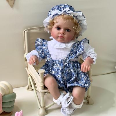 60cm Realistic Reborn Baby Dolls Tutti Handmade Rooted Curly Hair Newborn Babies Girl Doll Real Life Soft Cloth Body Body Rebirth Doll for Kids Age 3+
