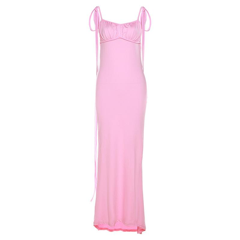 INS Europa y Estados Unidos Viento Verano 2023 Nueva Moda Femenina Halter Sexy Sin Espalda Paquete Delgado Cadera Temperamento Vestido