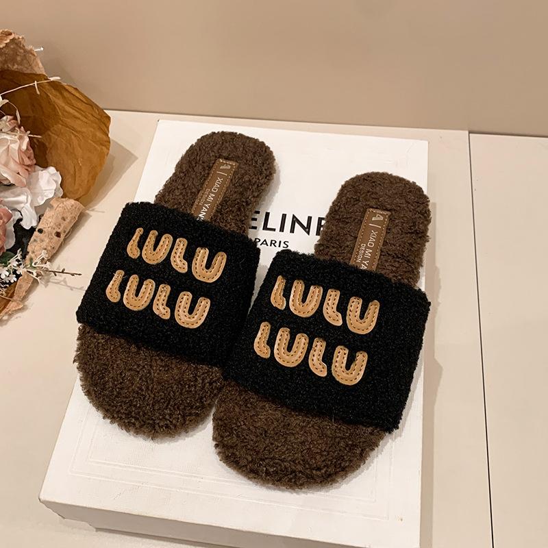Mode Temperament vielseitig Mao Mao Drag Dicksohl Ein-Wort-Slipper Damen Herbst- und Winterbekleidung 2025 neue beliebte Mao Mao Slipper