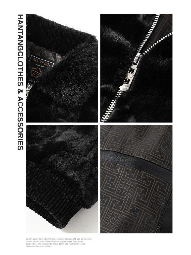 Men's Gold Sable Velvet Jacket: Fashionable Casual Warm Fur Coat for Autumn and Winter
