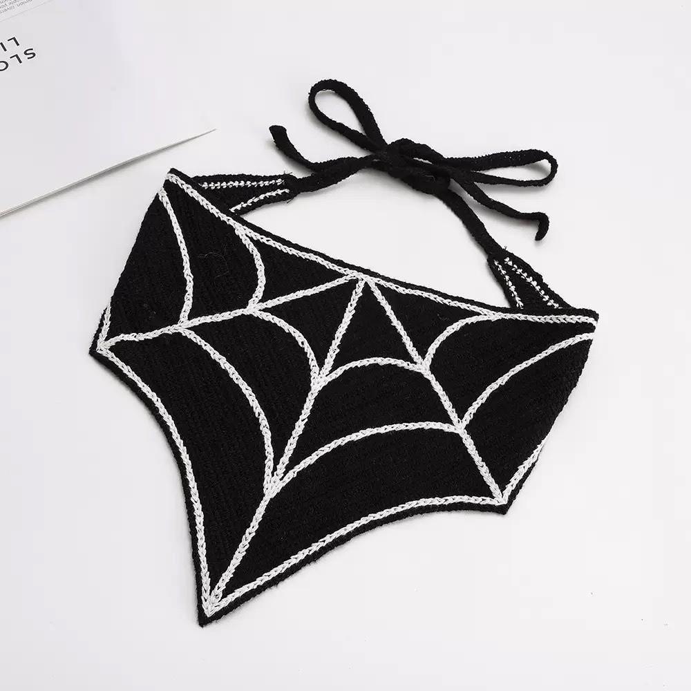 Bat Triangle Scarf Cotton Material Knitted Hollow Headband Halloween Headscarf Women Girls