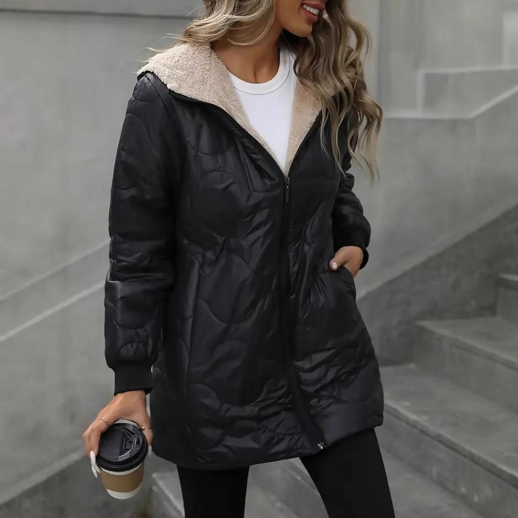 2025 Autumn Winter Women's Hooded Cotton Parka, Mid-Length Loose Fit Thermal Insulated Coat, Casual Comfortable Outerwear for Cold Weather
