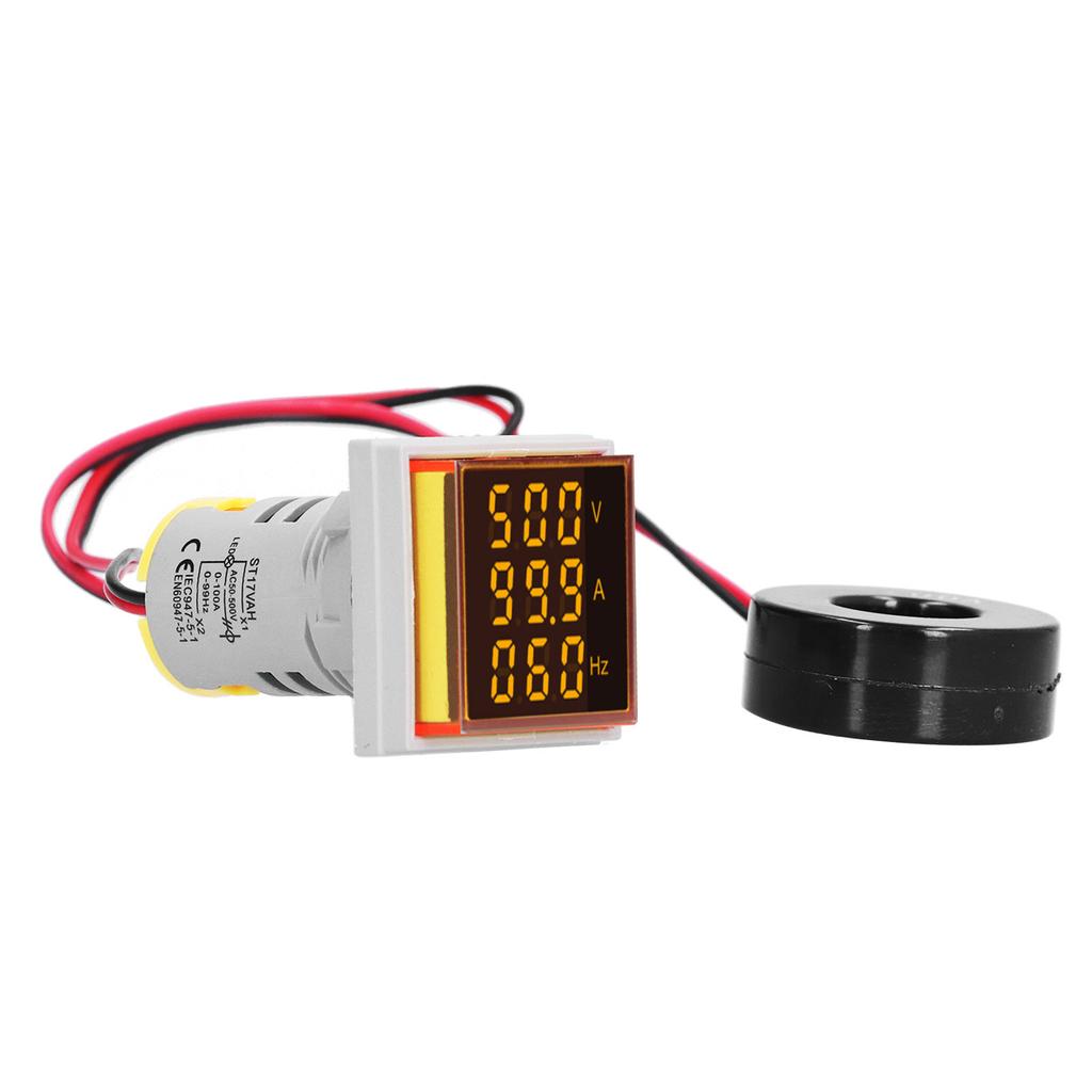 Digital Led Indicator Lamp Square 3‑Display Signal LED Light 60‑500V AC0‑100A ST17VAHYellow