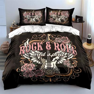 Rock & Roll Wild Spirit Set Bedding Duvet Cover Set Duvet Cover Pillowcases  (1*Duvet Cover 2*Pillowcases, Without Duvet Insert)