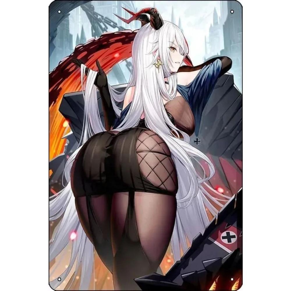 Decorative Metal Tin Sign, Anime Fitness Girl, 20x30 cm