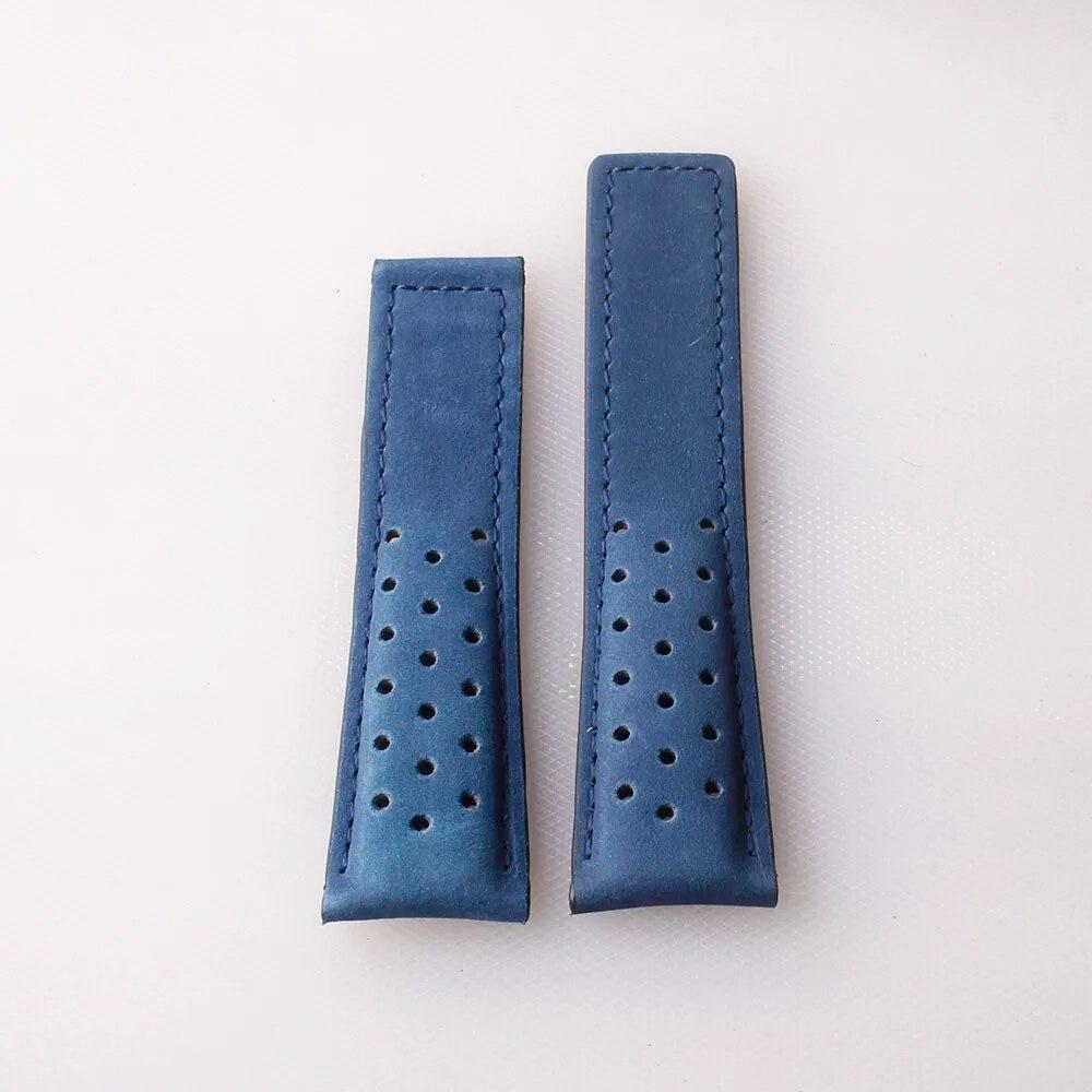 

Ремешки для часов из коровьей кожи для TAG HEUER CARRERA серии 20 мм, 22 мм, 24 мм, мужские ремешки для часов, аксессуары для браслетов, складная пряжка Blue no buckle 20mm