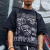 We Are All Alone Abstract Human Face Graphics Printed Cotton T-Shirt Men Y2K Short Sleeves Oversize Tshirt Streetwear Women Tops