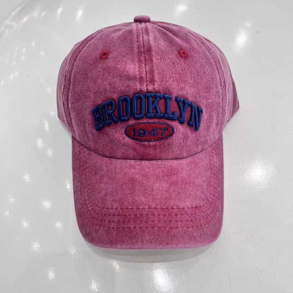 American embroidery letter retro washed baseball cap female trend couple men's cap versatile sunshade sunscreen hat