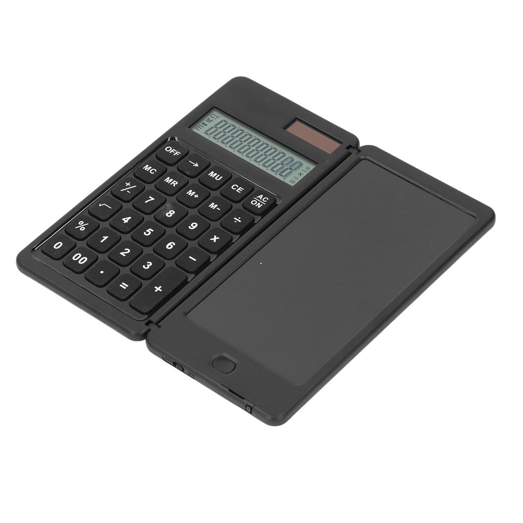 Office Desk Calcultor Solar Powered Multifunctional Pocket Desktop Calculator with Writing Tablet Black