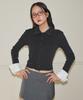Salon De Yohn Cuffs Collar Cardigan_ Black