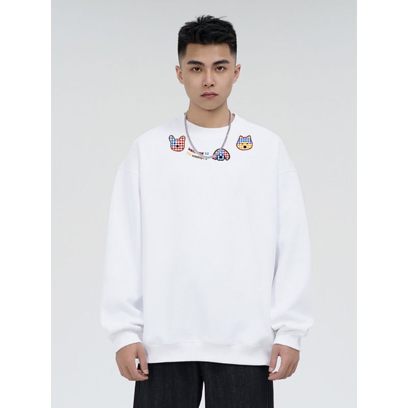 Wassup Trendy American-Style Simple Heavyweight Sweatshirt for Men, Autumn and Winter Fleece-Lined, Loose Casual Versatile Couple's Crew Neck Top