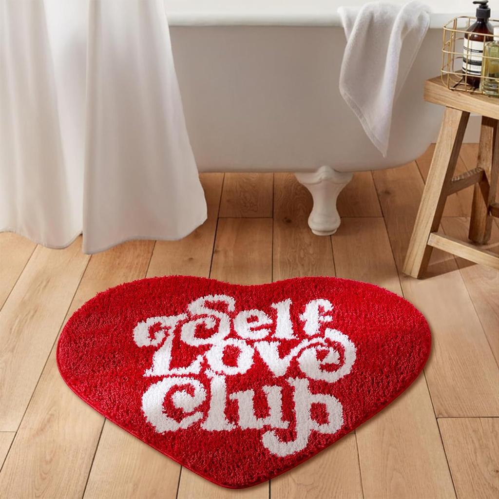 Heart Shaped Carpet Bathroom Floor Mat Door Decoration Mat Dirt Resistant and Non Slip Foot Mat