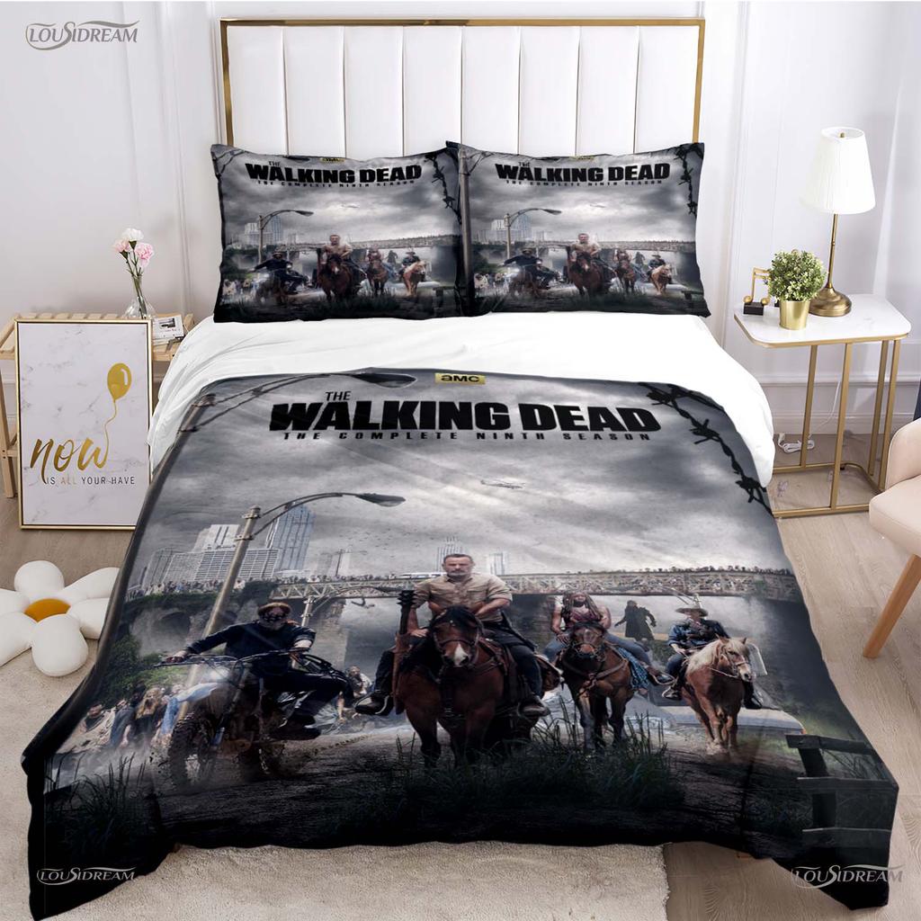 Walking Dead Filmmönster Alla Säsonger Påslakan Sängkläder Lyxigt Mjukt Täckeöverdrag och Kuddfodral Enkel/Dubbel/Queen/King