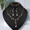 High-End European & American Water Drop Jewelry Set: Cross Necklace, Earrings, Bracelet - Elegant Bridal Banquet Accessories