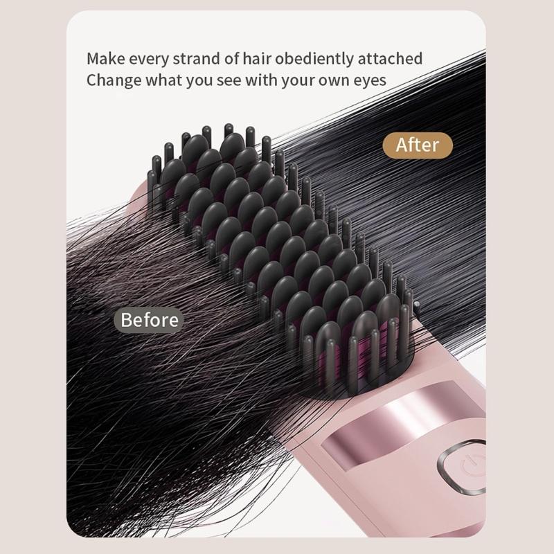 Double Purpose Hair Styler Brush USB Charging Hair Straightener 3600mAh Battery Ideal for Travel Efficient Styling