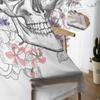 Skull Flower Pattern Tulle Curtains For Living Room Decoration Modern Chiffon Sheer Voile Kitchen Curtain