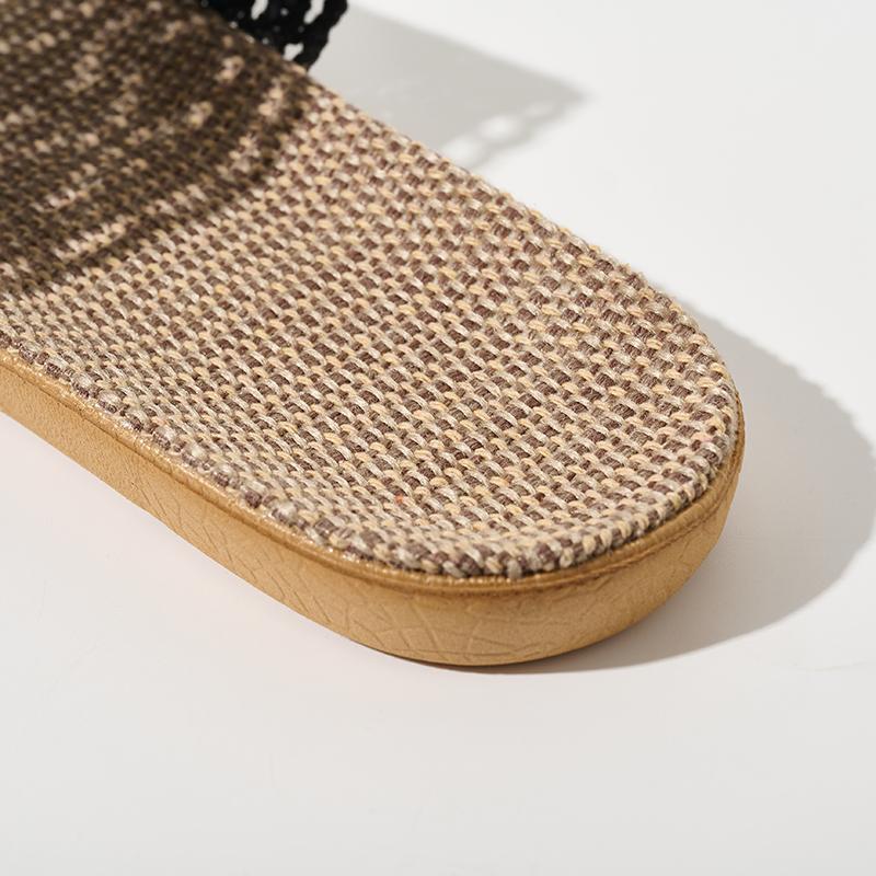 Eleganti pantofole da donna in lino con rifiniture in pizzo, scarpe estive perfette per le signore