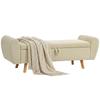 Storage Bench, Upholstered Bench with Corduroy Look, Wooden Legs and Rolled Armrests, Beige