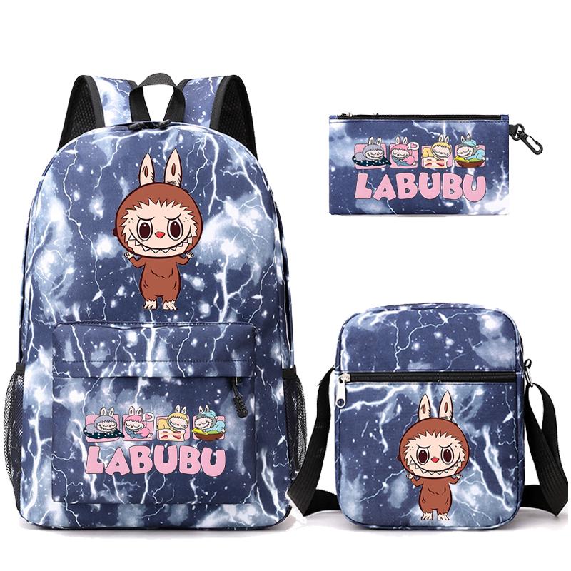 3Pcs/set Cute Printed Backpack with Shoulder Bag Pencil Case Student Girl Boy Schoolbag Large Capacity Bookbag Travel Bag