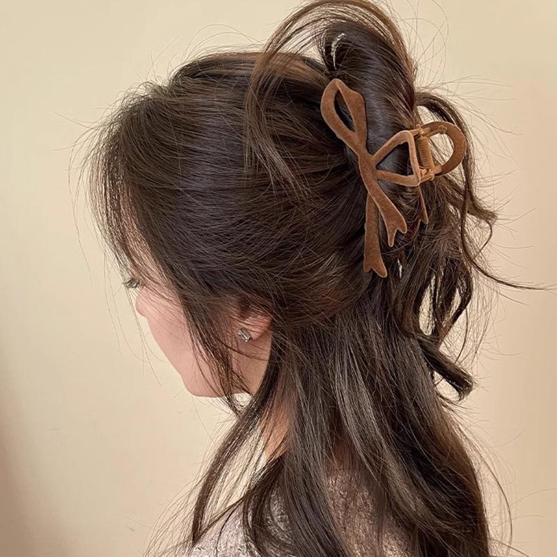 New Red Velvet Bow Hair Clips Autumn Winter Women Hair Claw Clip French Elegant Hairpin Hair Accessories Female Headwear Gift