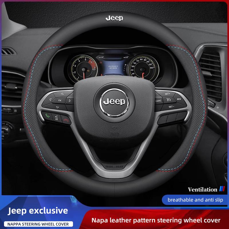 Sticker Car Steering Wheel Cover Carbon Fiber Leather Anti Slip Accessories For Jeep Wrangler JK Gladiator Renegade Cherokee