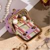 1Pcs Portable Polka Dot Kiss Lock Coin Purse Pu Leather Square Multifunctional Bag For Small Items Jewelry Earrings Storage Box