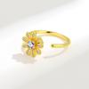 Adjustable Flower Ring With Cubic Zirconia For Elegant Women Fashion Jewelry