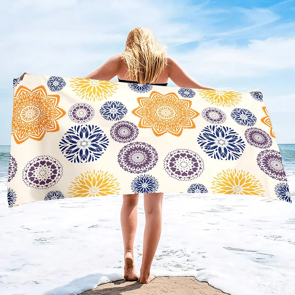 Vintage Floral Beach Towel Microfiber Quick Dry Botanical Flower Bath Towel Oversized Sand Free Travel Swim Decor Gift for Women