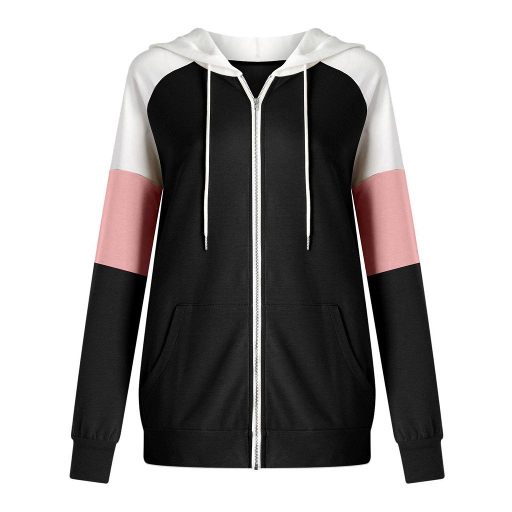 Damen-Kapuzenpullover mit Reißverschluss und europäischem und amerikanischem Herbst-/Winter-Print