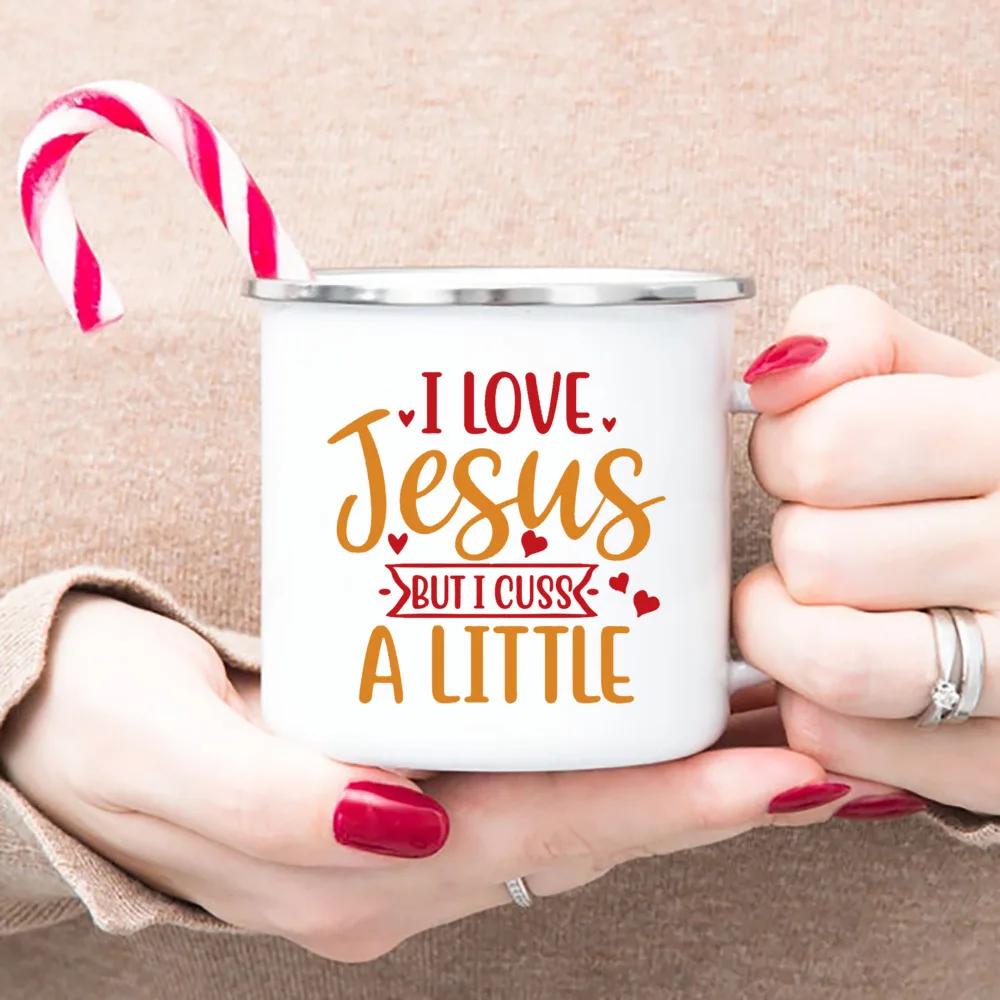 Christian Faith Enamel Coffee Tea Mugs Religious Quotes Trendy Christian Gift for Believer Camping Mug Religious Faith Gifts