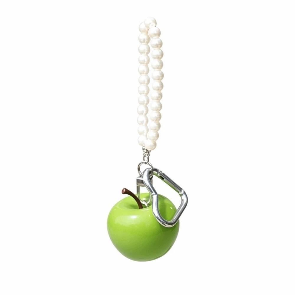 Red Fruit Bag Charm Resin Craft Pearl Key Ring Heart Pendant Fruit Key Chain Holiday Party