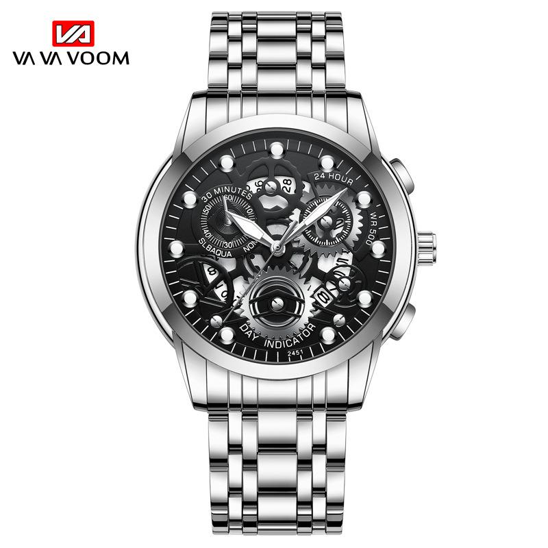 VA VA VOOM Men's Hollow Wrist Watch Student Waterproof Men's Watch Luminous Internet Celebrity Watch