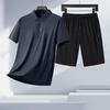 Men's Summer Ice Silk Polo & Shorts Set - Business Casual Two-Piece