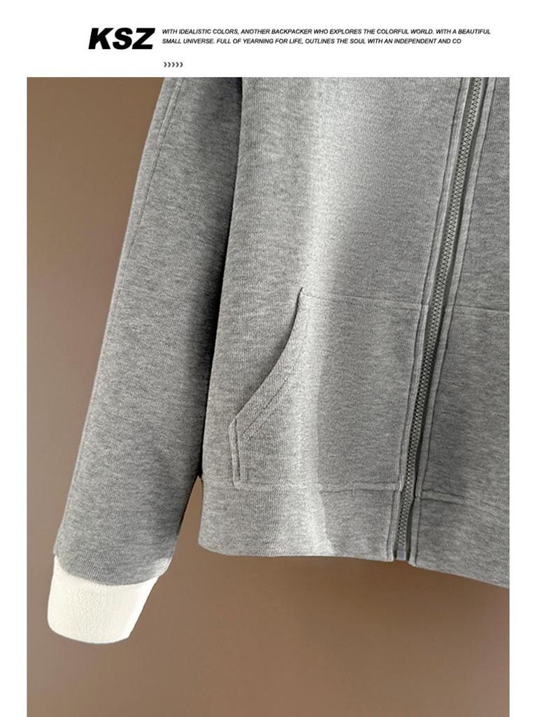 Women's European Style Casual Sports Suit - 2025 Chic Color Block Zipper Cardigan & Two-Piece Set for Spring/Autumn